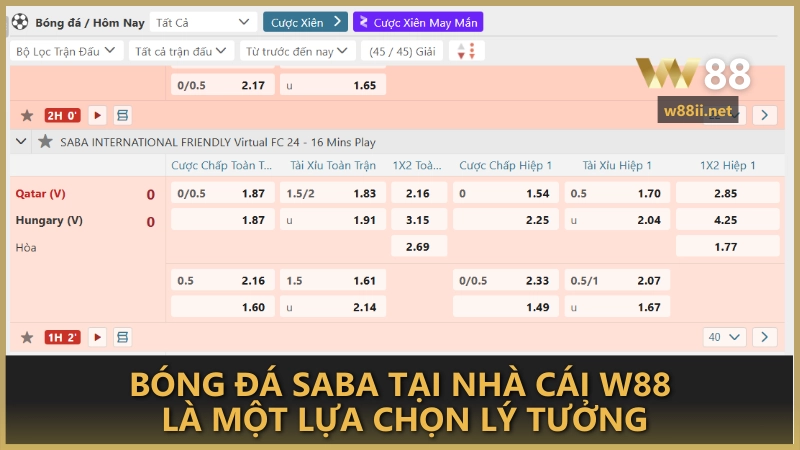 Bóng đá SABA tại nhà cái W88 là một lựa chọn lý tưởng