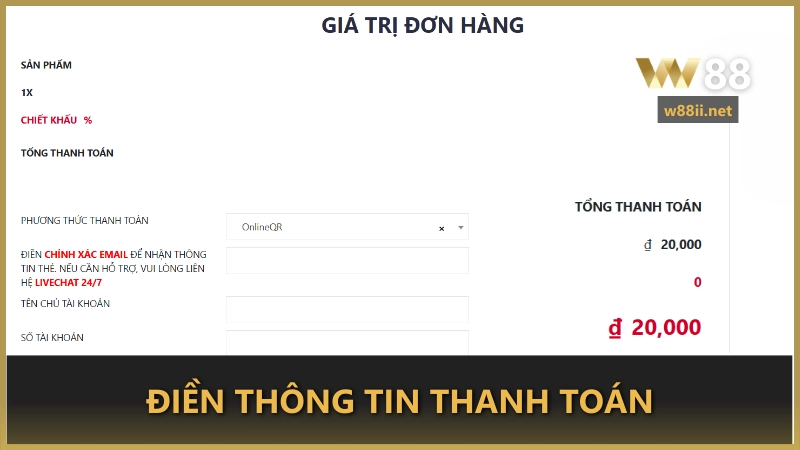 Điền thông tin thanh toán