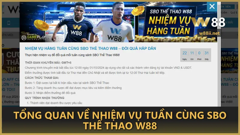 Tổng quan về nhiệm vụ tuần cùng SBO Thể Thao W88