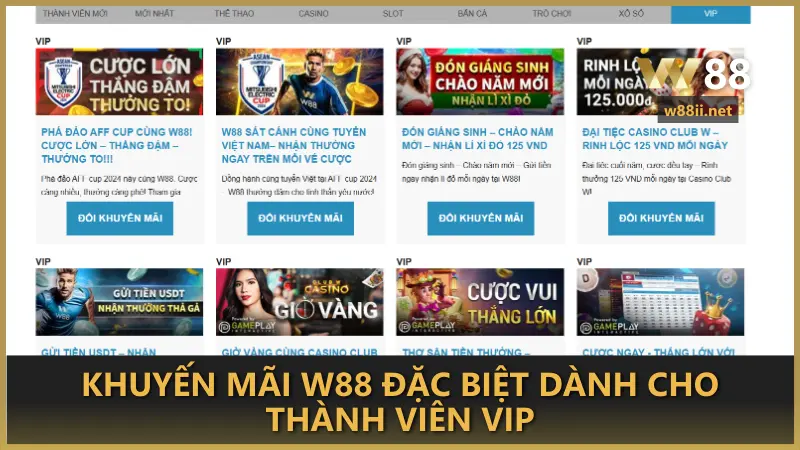 Khuyến mãi W88 đặc biệt dành cho thành viên VIP