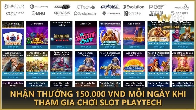 Nhận thưởng 150.000 VND mỗi ngày khi tham gia chơi Slot Playtech