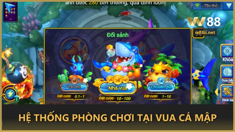 Hệ thống phòng chơi tại Vua Cá Mập