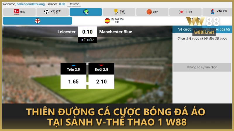 Thiên đường cá cược bóng đá ảo tại sảnh v-Thể Thao 1 W88