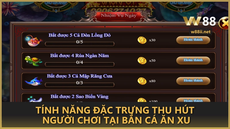 Tính năng đặc trưng thu hút người chơi tại Bắn Cá Ăn Xu