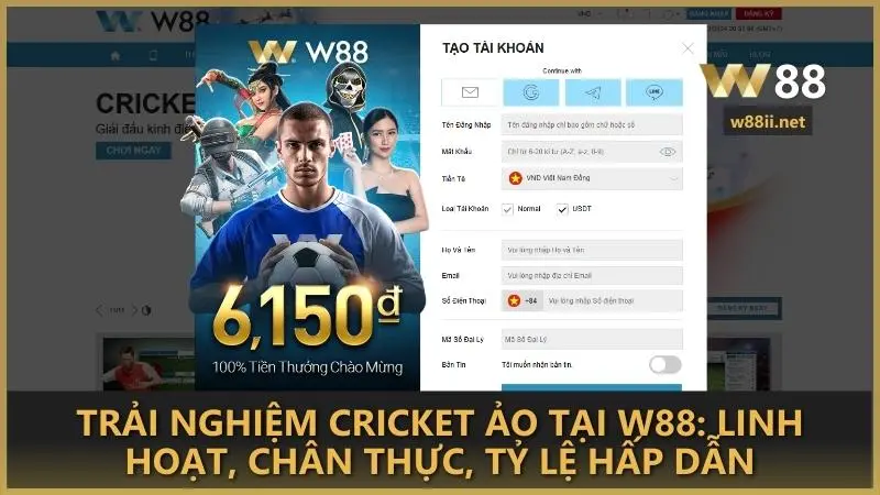 Trải nghiệm cricket ảo tại W88: linh hoạt, chân thực, tỷ lệ hấp dẫn