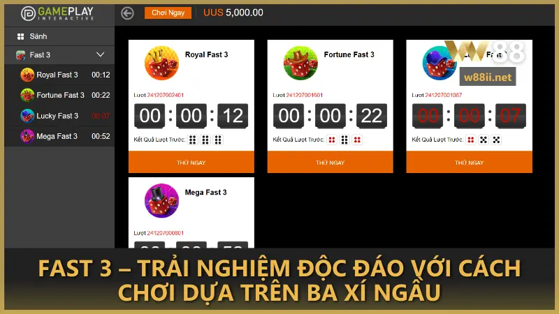 Fast 3 – Trải nghiệm độc đáo với cách chơi dựa trên ba xí ngầu